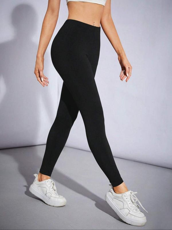 Women's Solid High Waist Skinny Pants, Casual Comfy Leggings for Daily Wear, Ladies Bottoms for Summer