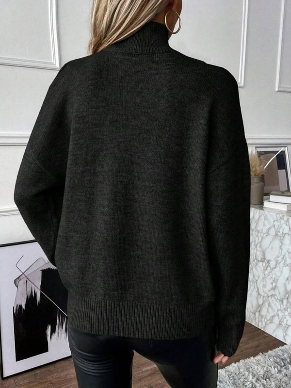 Women's 2 in 1 Cold Shoulder Sweater, Casual Drop Shoulder Long Sleeve Jumper for Spring & Fall, Fashion Women's Knitwear for Daily Wear Cardigan Sweater