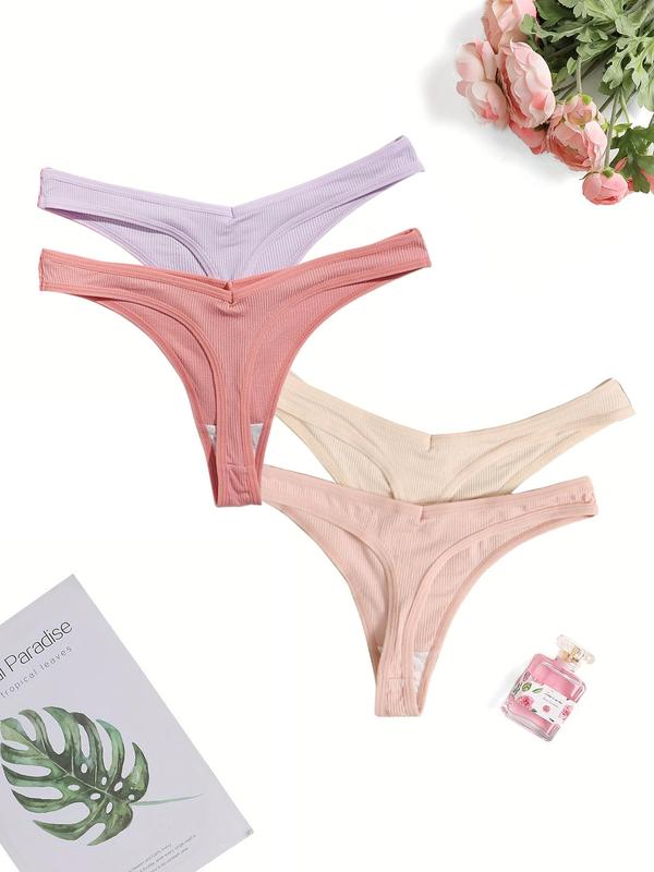 Womenswear Solid Color Comfort Patched Drop Waist Thong, Soft Comfy Breathable Lady Knicker for Daily Wear, Women's Underwear for All Seasons