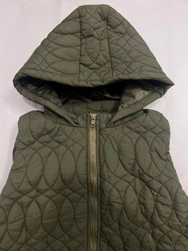 Women's Solid Drawstring Zip Up Hooded Winter Vest Coat, Casual Tops, Pocket Sleeveless Outerwear for Winter, Fashion Cozy Women's Clothes for Daily Wear