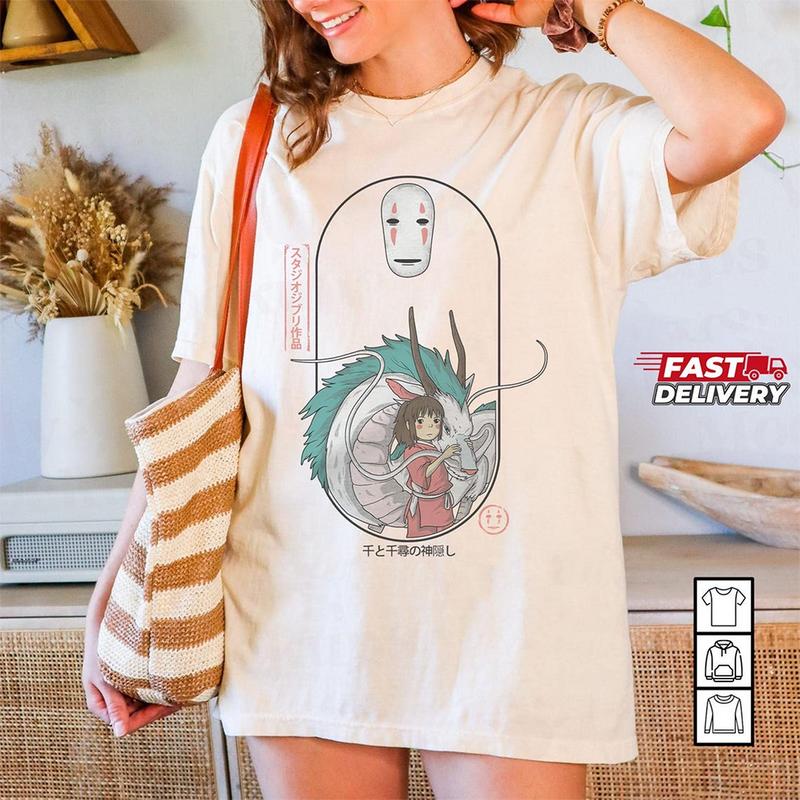 Spirited Away Shirt, Chihiro Shirt, Haku Shirt, Casual Cotton