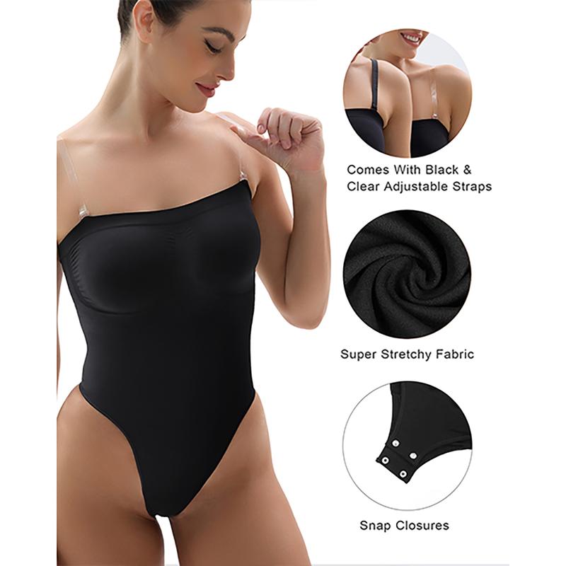 SHAPERX Strapless Bodysuit Tummy Control Shapewear Seamless Women Thong  Shorts Style