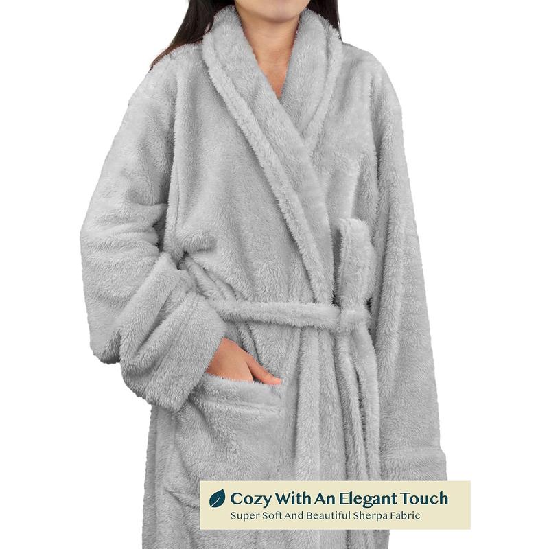 Premium Womens Plush Robe Fluffy,, Sherpa Shaggy Bathrobe