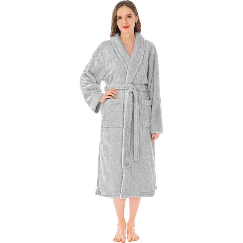 Premium Womens Plush Robe Fluffy,, Sherpa Shaggy Bathrobe