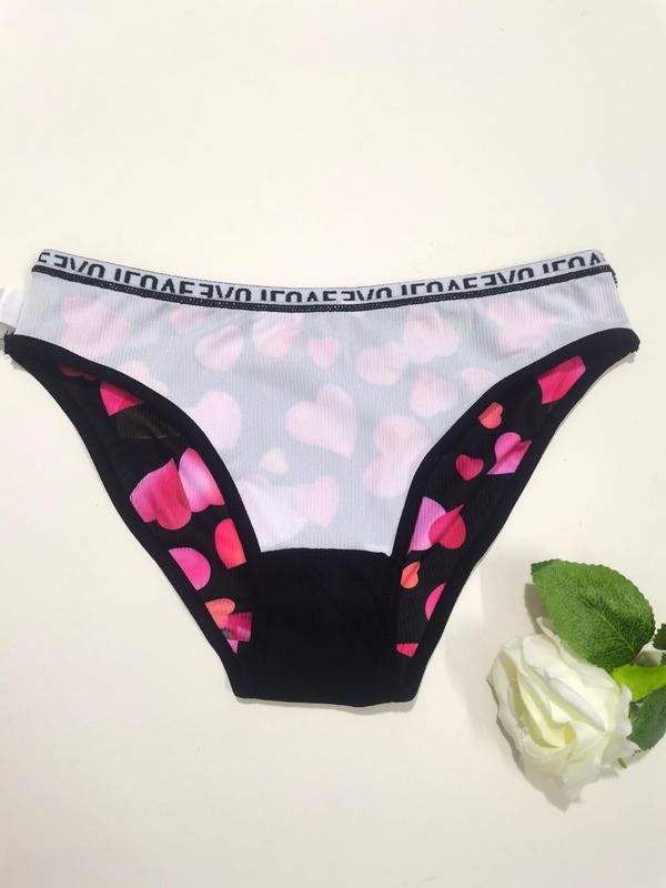 Women's All Over Print Letter Tape Knicker, Casual Sexy Fashion Panty, Soft Comfy Breathable Underwear for Daily Wear