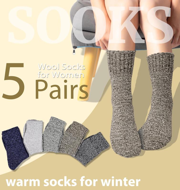 5 Pairs Womens Wool Socks Thick Knit Warm Winter Socks Cozy Comfy Socks Gifts for Women,Christmas Gift