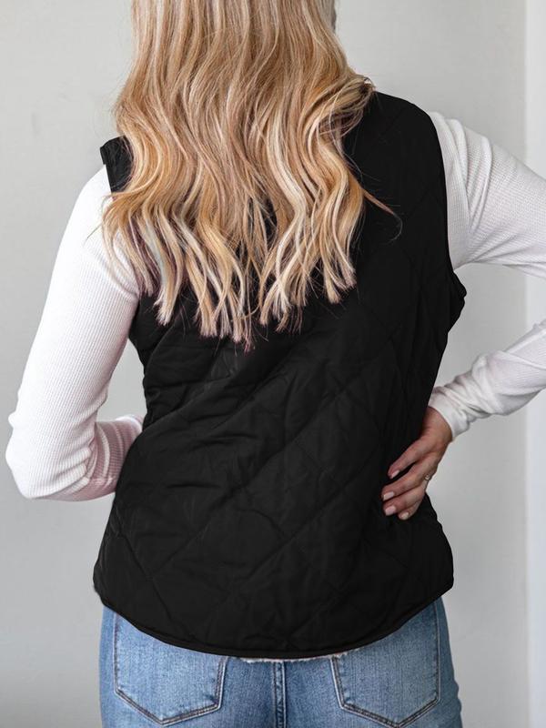 Goranbon Women's Winter Vest Casual Sherpa Fleece Vest Warm Gilet Outerwwear Stand Collar Quilted Jacket Vest with Pockets