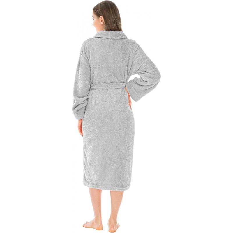 Premium Womens Plush Robe Fluffy,, Sherpa Shaggy Bathrobe