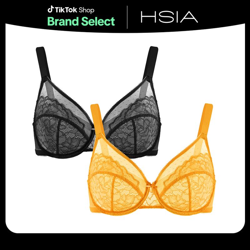 HSIA Enchante Unlined Floral Lace Underwire Plus Size Non-padded Full Coverage Bra Set 2 Pack Womenswear