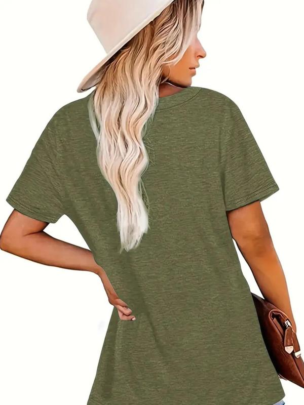 Women's Letter Print Round Neck Graphic Tee, Graphic Tees, Vintage Trendy Casual Short Sleeve T-shirt for Daily Wear, Vintage Graphic Tees, Ladies Summer Outfit