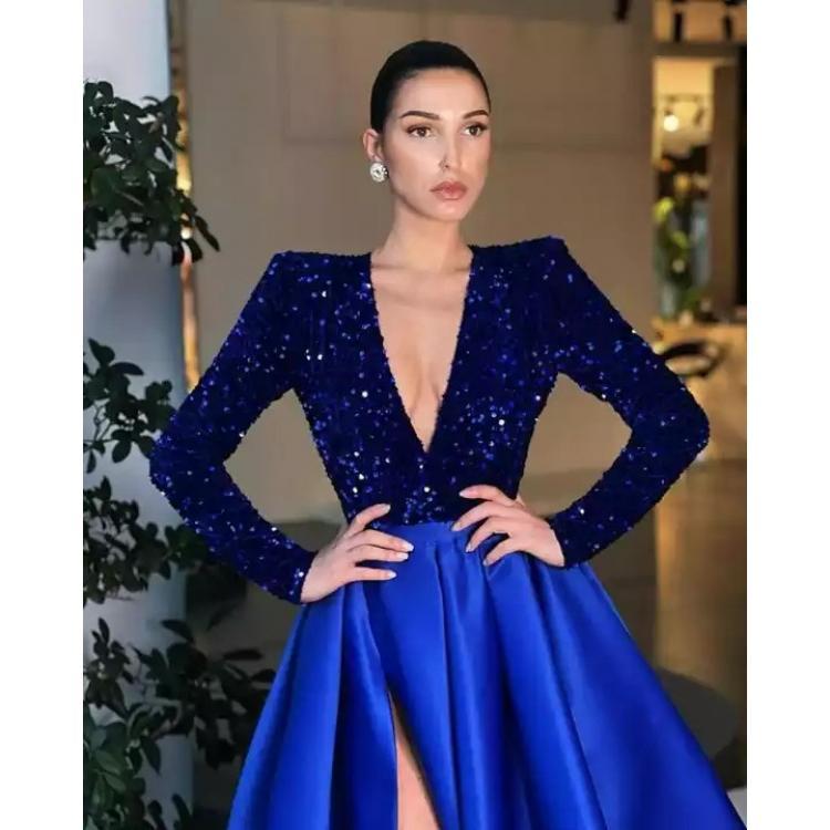 2020 New European and American Foreign Trade Women's Clothing Independent Stand Sequined Large Swing Sexy Dress Trailing Banquet Evening Dress New