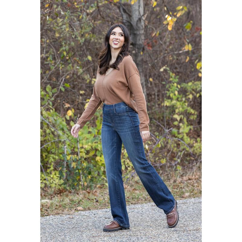 Judy Blue This Is What I Came For High-Rise Pull On Slim Bootcut Denim Fabric Fit