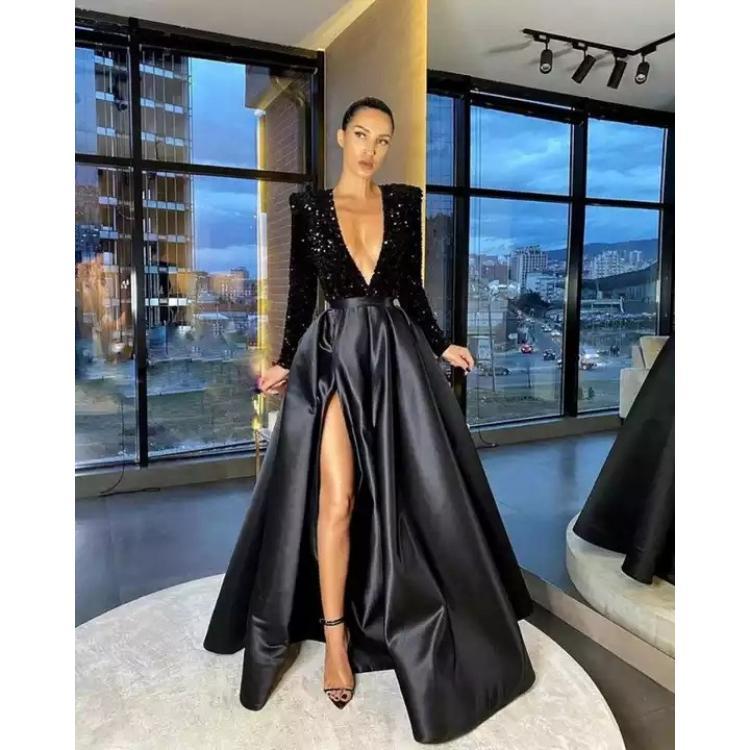 2020 New European and American Foreign Trade Women's Clothing Independent Stand Sequined Large Swing Sexy Dress Trailing Banquet Evening Dress New