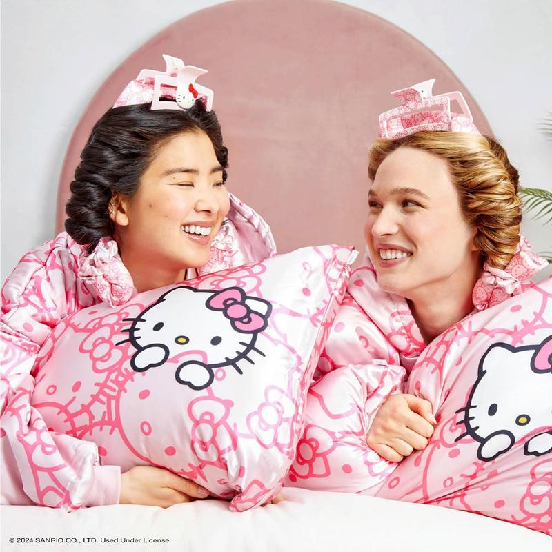 Hello Kitty x Kitsch Glazey Satin - Pink Kitty Faces Fabric Hoodie