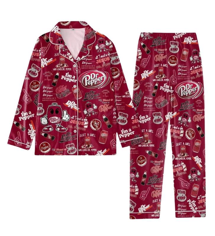 The Dr Pepper Pajamas, Dr Pepper Pajamas Pants, Soda Lover Pajamas, Gift For Her, Dr Pepper Gift, Pajamas For Party, Pj Sets For Women