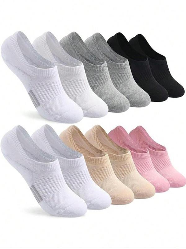 Women's Solid Hollow Out Invisible Socks, Breathable Comfort Socks For Daily Wear, Ladies Socks For All Seasons