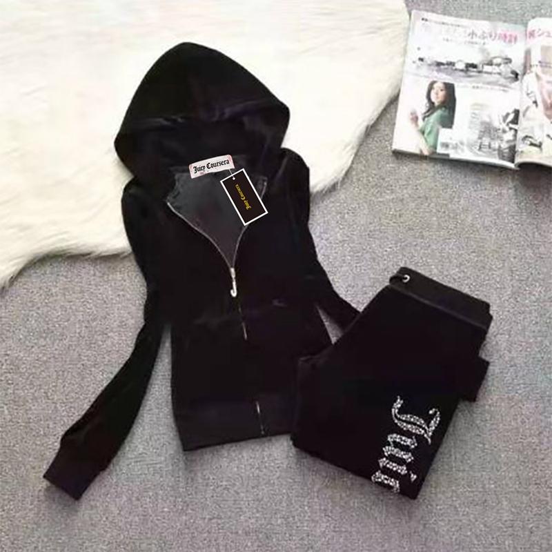 Y2k 2024 Velvet  Tracksuit Two Piece Set for Women Hoodie and Wide Leg Pants 2 Piece Sets Women Outfit Pant Suits