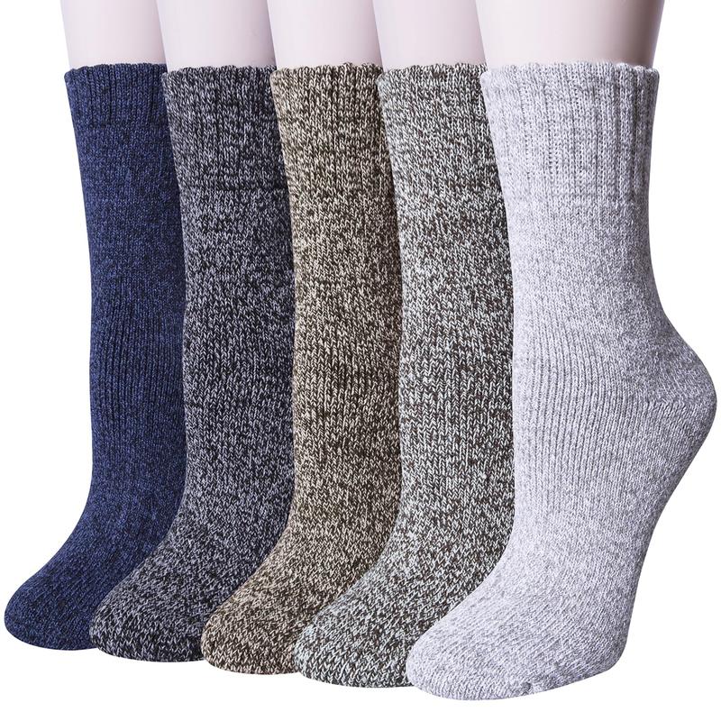 5 Pairs Womens Wool Socks Thick Knit Warm Winter Socks Cozy Comfy Socks Gifts for Women,Christmas Gift