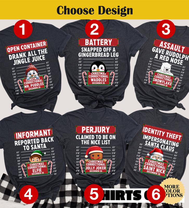 Family Christmas Pajamas, Matching Holiday Pajamas for Family, Christmas PJs, Family Christmas Shirts, Crimes Inmate North Pole Correctional NN42