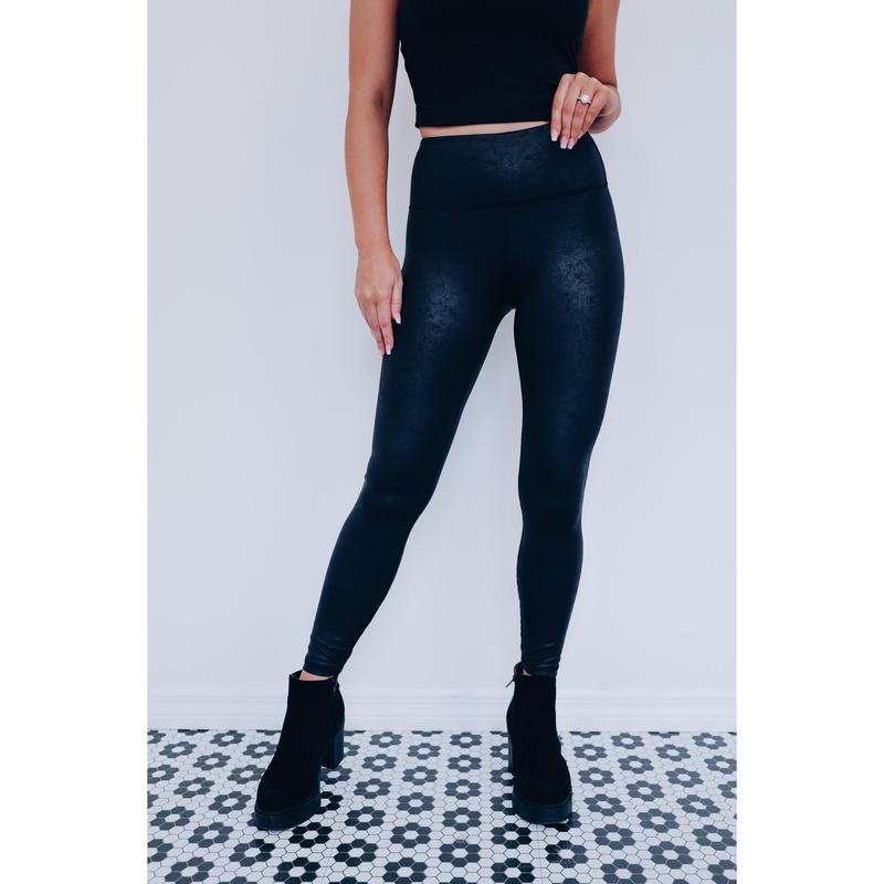 Titus Tummy Control PU Leggings - Black