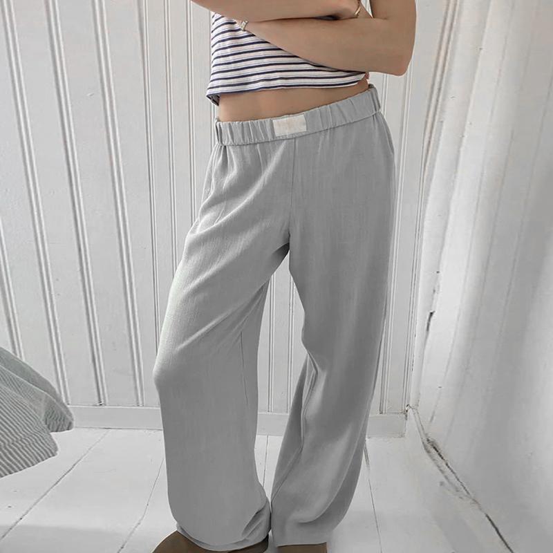 Women Casual Pants, Elastic Waist Solid Loose Trousers Lounge Pants Streetwear for Daily, Ladies Clothes for Indoor Outdoor Wear, Ladies Clothes for Daily Wear