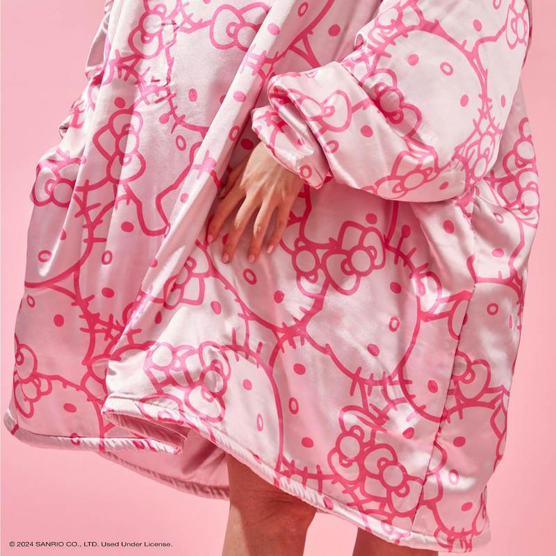 Hello Kitty x Kitsch Glazey Satin - Pink Kitty Faces Fabric Hoodie