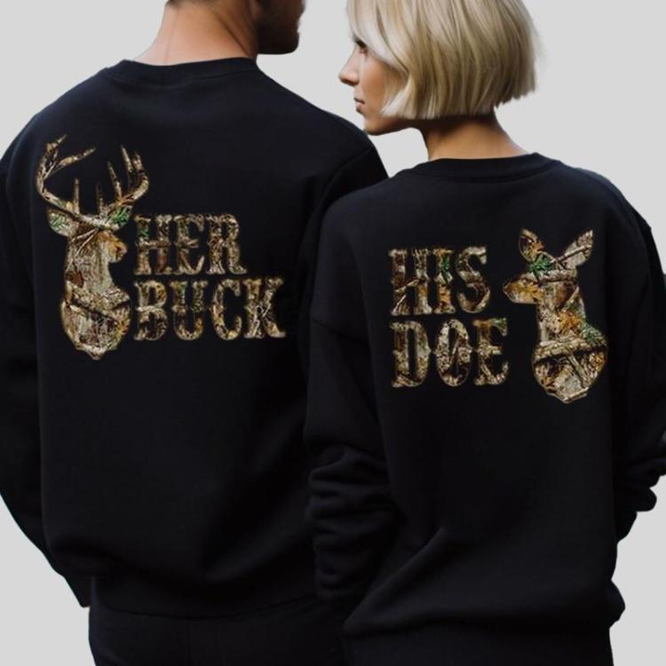 Her Buck His Doe Shirt, Hunting Couples T-shirt, Camo Shirt, Matching Deer Tee, Buck and Doe Shirt, Outdoor Couple Matching Shirt, Boyfriend Shirt, Girlfriend Shirt, Lover Matching Shirt, Unisex Couple Shirt Gift For Women And Men