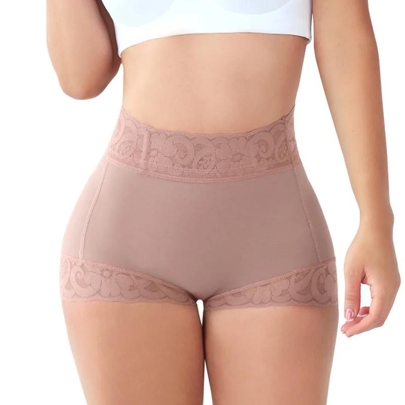 New Abdominal Pants Lace Epoxy Non-Slip Combined Hip Corsets Hip Pants Women's Short Boxer Small Pants with Drawstring Shapewear Womenswear