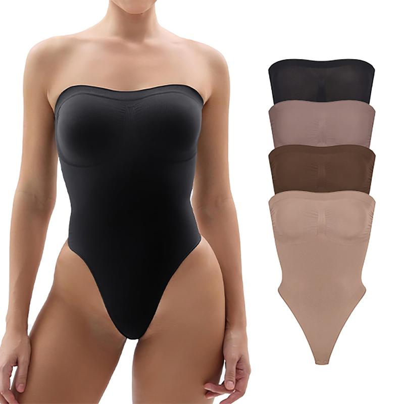 SHAPERX Strapless Bodysuit Tummy Control Shapewear Seamless Women Thong  Shorts Style