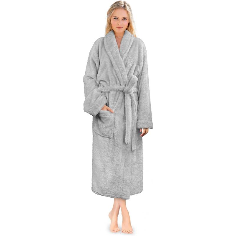 Premium Womens Plush Robe Fluffy,, Sherpa Shaggy Bathrobe