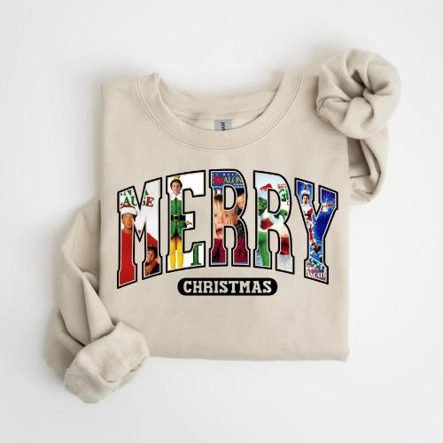 MERRY Christmas 90s Movies Sweatshirt, Christmas Shirt For Movies Lovers Sweatshirt, All Sizes Colors for Men and Women, Gift for Women Top Womenswear