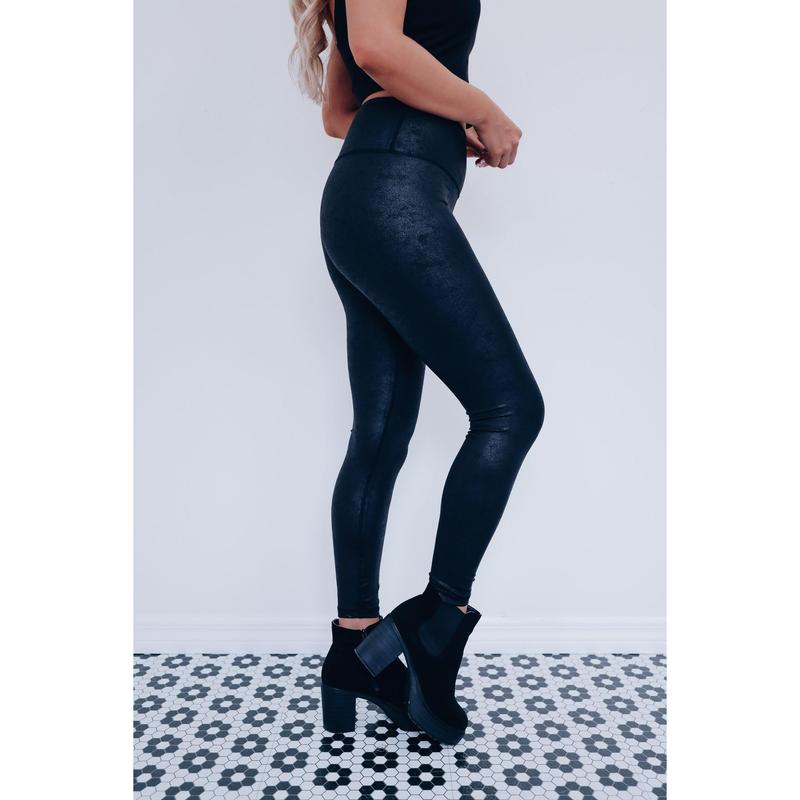 Titus Tummy Control PU Leggings - Black