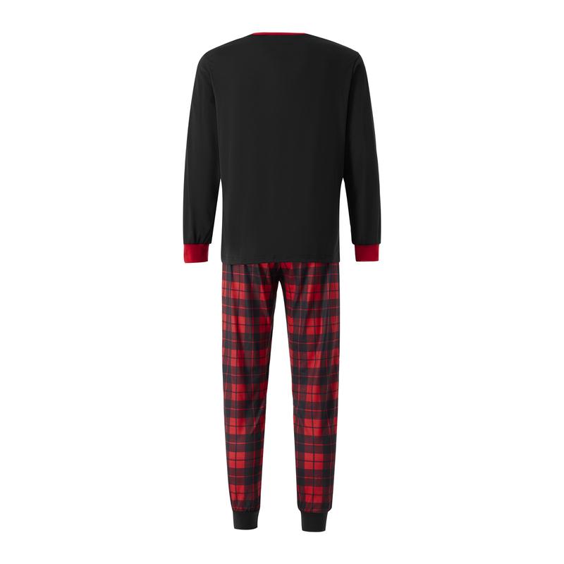 HOT Family Matching Christmas Pajamas, Letter & Snowflake Print Long-Sleeved Tops + Plaid Pants Sleepwear Outfits Xmas Pj's Clothes Homewear Loungewear Nightwear Womenswear Baby