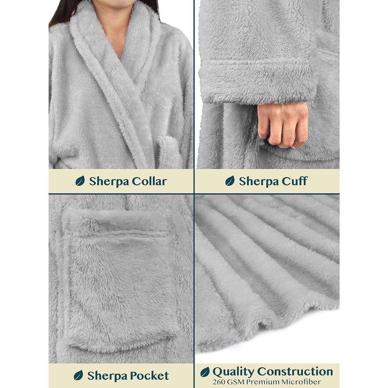 Premium Womens Plush Robe Fluffy,, Sherpa Shaggy Bathrobe