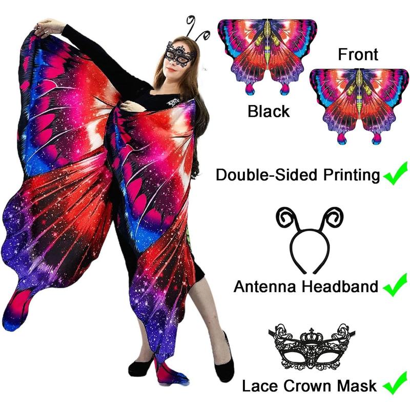 Butterfly Costumes for Women - Double Sided Adult Butterfly Wings Cape for Womens Halloween Costumes