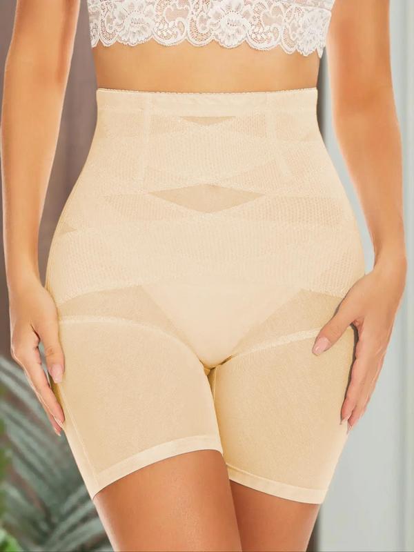 Women's Contrast Mesh High Waist Shapewear Shorts, Tummy Control Butt Lift Shapewear Bottoms, High Stretch Seamless Shaper for Daily Wear