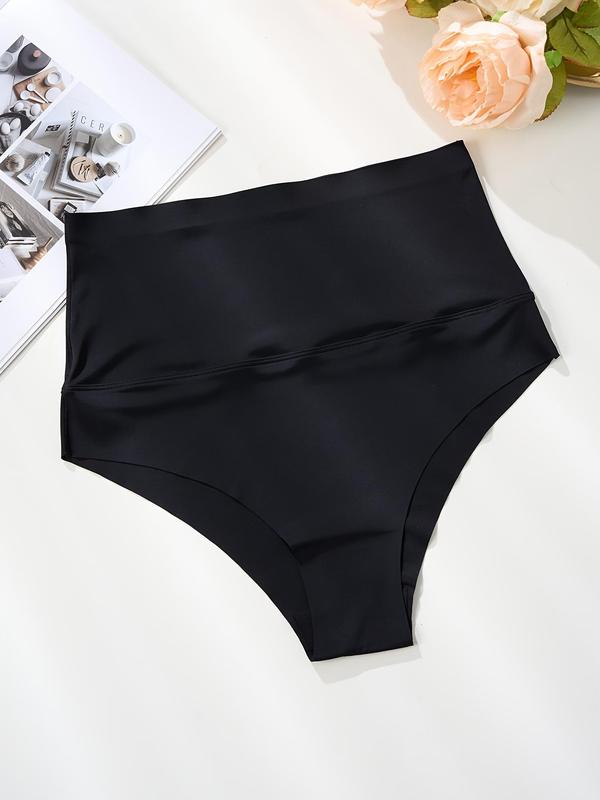 Women's Plain Minimalist High Waist Knicker, Breathable Comfortable Seamless Panty, Ladies Underwear for All Seasons