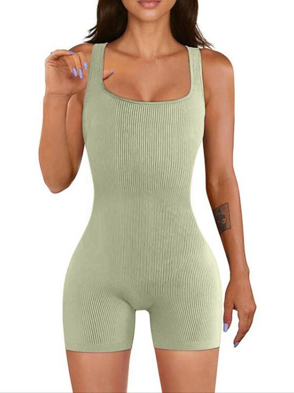 Women's Ribbed Square Neck Shapewear Tank Bodysuit, Casual Tummy Control Hip Lifter Shaper, Fall Clothes, Tummy Control Clothing, Ladies Fall Shapewear, Back To School Wear, Summer Wear 2024