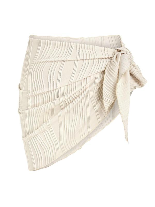 Women's Plain Jacquard Asymmetrical Hem Tie Side Cover Up Skirt, Casual Solid Color Swimwear Cover Up Bottoms for Women Summer, Fashion Women's Swimwear for Beach Vacation