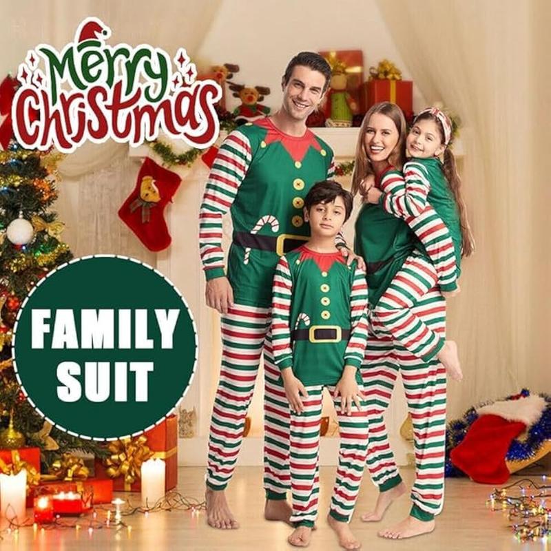 Christmas Pajamas for Family, Womens Sanda Claus Snow Print Xmas Pjs Pajamas matching christmas pjs