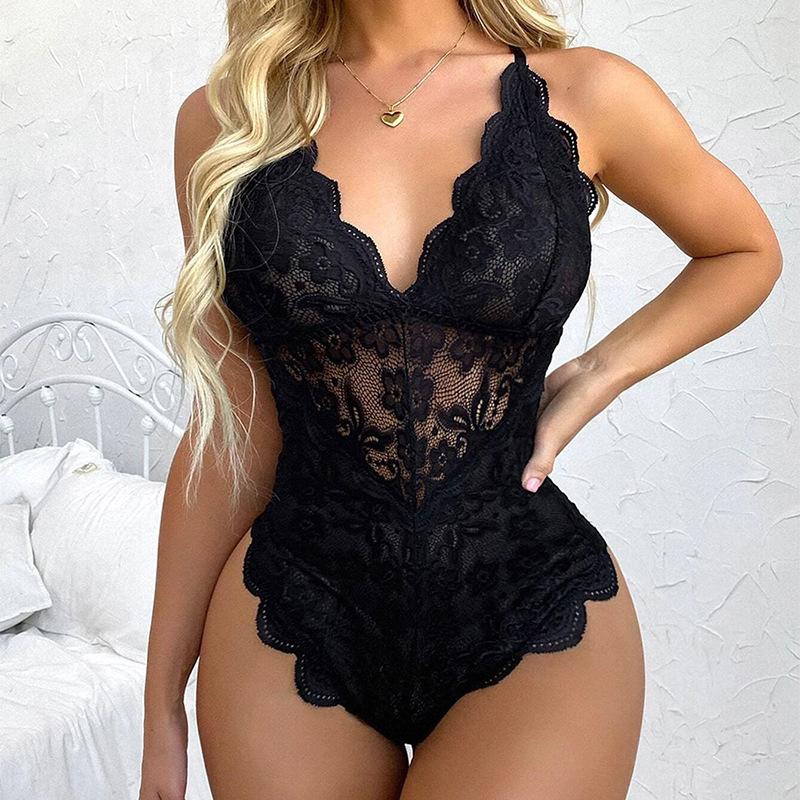 Sexy Lingerie Love Sheng Yi Ran Shen V-neck Sexy Lace Seduction See-through Teasing Bed Passion Sexy Jumpsuit