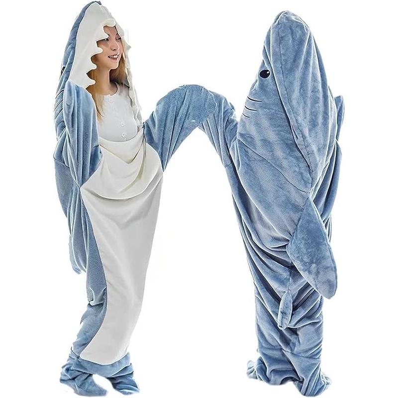 Shark Blanket Hoodie Onesie Adult & Kid, Wearable Shark Blanket, Shark Sleeping Bag, Soft Cozy Shark Onesie Costume  Clothing Women Comfort Long Sleeve Minimalist