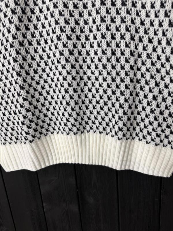  Houndstooth Print Drop Shoulder Sweater, Casual Long Sleeve Round Neck Jumper for Daily Outdoor Wear, Women Plus Clothing for All Seasons