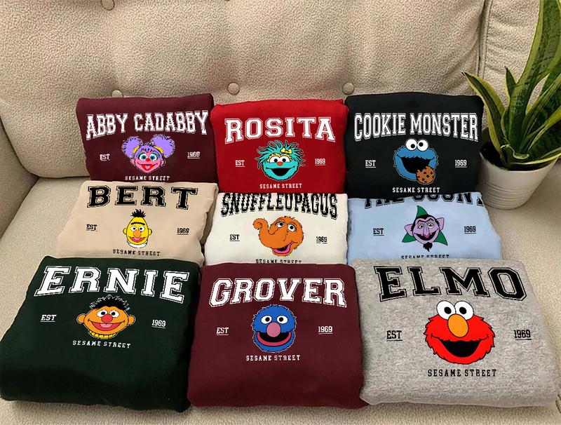 Sesame Street Character Shirt, Valentine Gift, Couple Shirt, Family Matching Shirt, Elmo Grover Cookie Monster Ernie Big Bird Zoe The Count