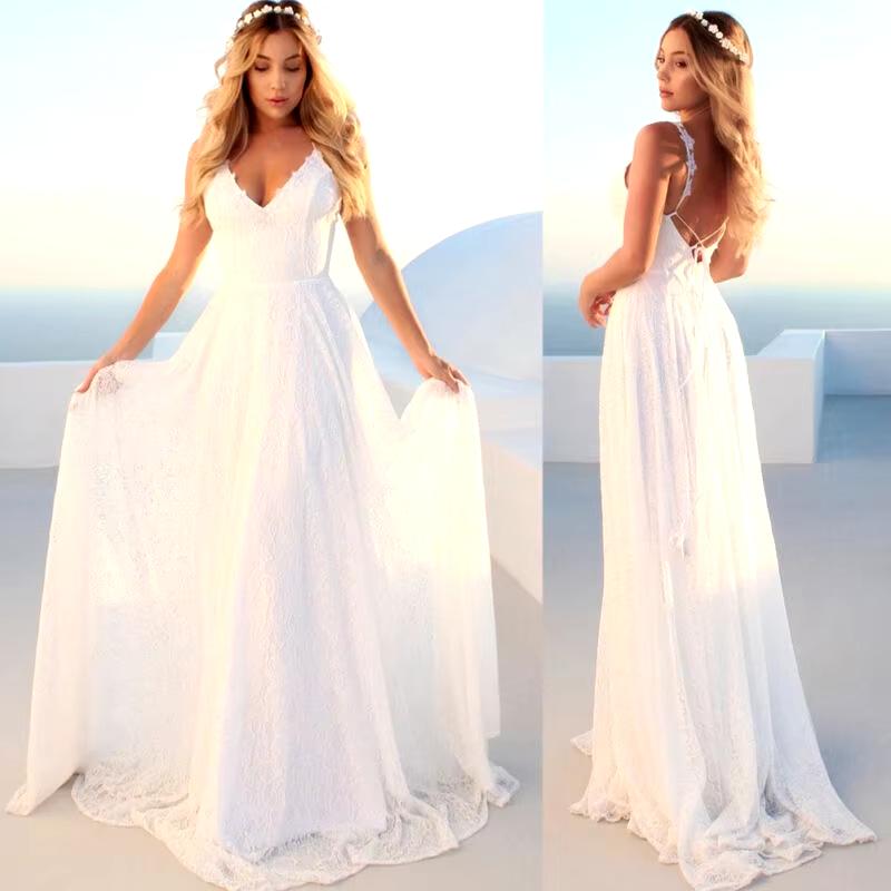 Womens Sleeveless Long Lace Formal Party Dress Prom Wedding Bridesmaid Ball Gown Dress White Boho Style Beach Maxi Dress Does not apply