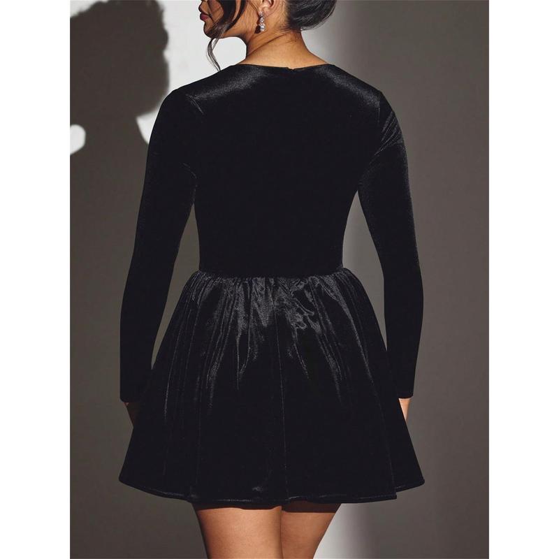 Holiday Dress Christmas gifts Xmas dresses long-sleeved velvet mini dress sexy style party dress Night Out Dress