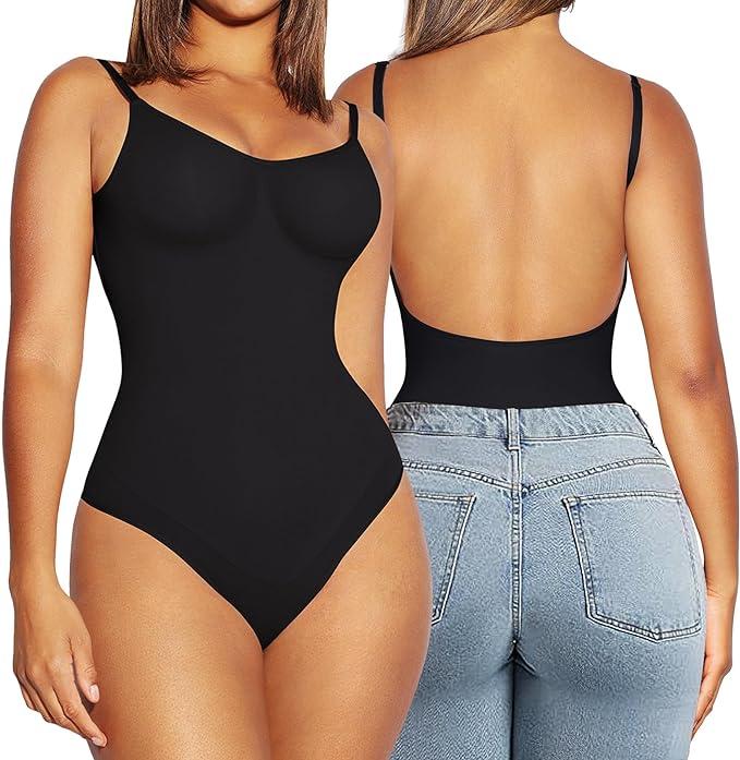 FeelinGirl Shapewear Bodysuit for Women Tummy Control Thong  Shaper Backless Seamless Bodysuit Comfortable Fabric Womenswear