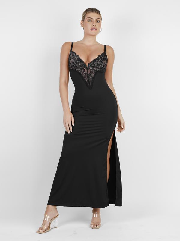 Popilush Shapewear Lace V-Neck Maxi Slip Dress