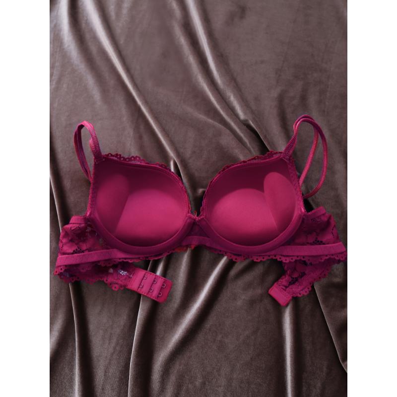 3pcs Contrast Lace Push Up Bras, Comfy & Breathable Intimates Bra, Women's Lingerie & Underwear casual lady sexy comfy