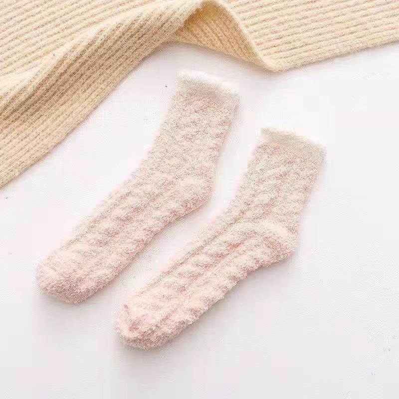 Women's Solid Thermal Lined Crew Socks, 8 Pairs Casual Soft Comfy Floor Socks for Fall & Winter, Women's Socks for Daily Wear, Christmas Gift